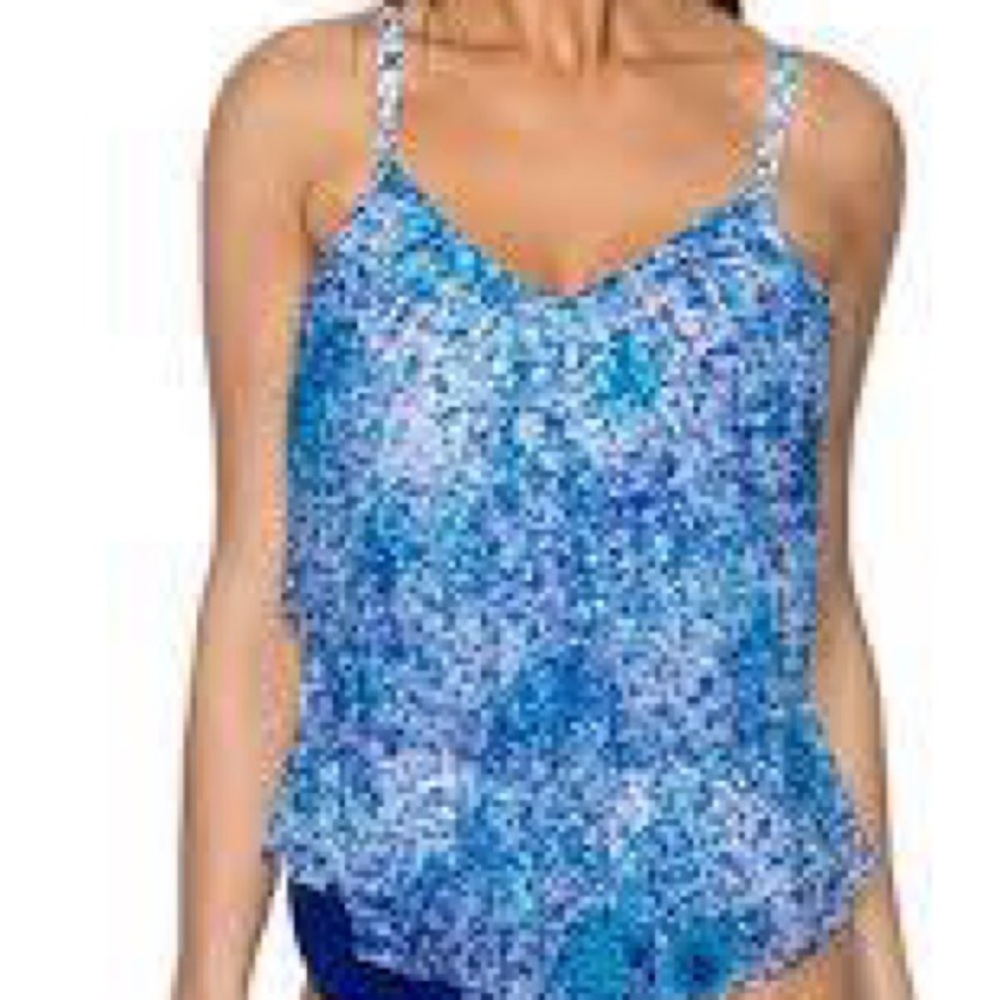 SUNSET SEPERATES Ava Tiered tankini in Odysea Blue size 34D built in bra